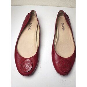 Michael Kors Red Leather Ballet Flats Womens Shoes Size 8